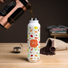 Gezellige kleurrijke herfst laat aangepaste naam a waterfles