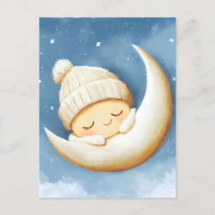 Gezellige Knit Nap Cresent Moon Aankondigingskaart