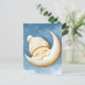 Gezellige Knit Nap Cresent Moon Aankondigingskaart (Staand voorkant)