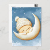 Gezellige Knit Nap Cresent Moon Feestdagenkaart (Voorkant / Achterkant)