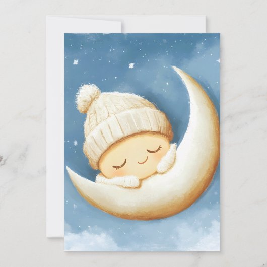 Gezellige Knit Nap Cresent Moon Feestdagenkaart (Voorkant)