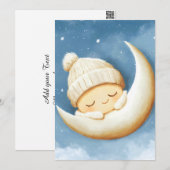 Gezellige Knit Nap Cresent Moon Feestdagenkaart (Voorkant / Achterkant)