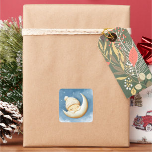 Gezellige Knit Nap Cresent Moon Vierkante Sticker