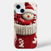Gezellige Knit Sneeuwman Kerstkous Case-Mate iPhone Case (Achterkant)