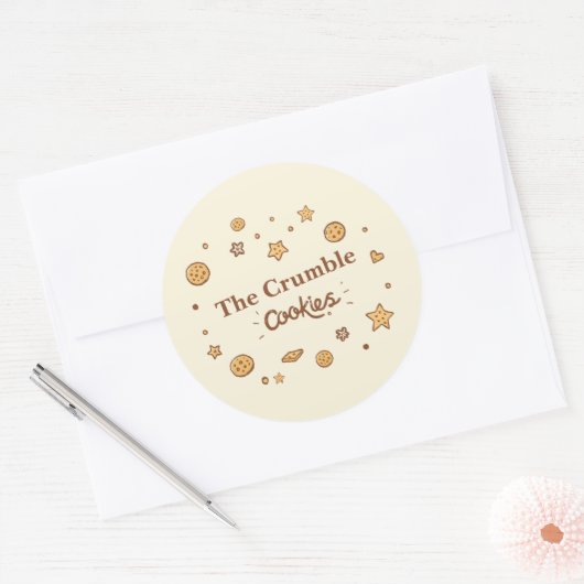 Gezellige koekjeslekkernijen ronde sticker (Envelop)