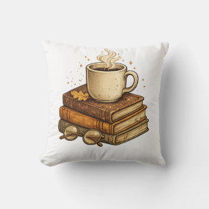 Gezellige koffie en boeken vintage esthetische wer kussen