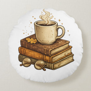 Gezellige koffie en boeken vintage esthetische wer rond kussen