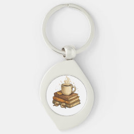 Gezellige koffie en boeken vintage esthetische wer sleutelhanger