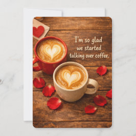 Gezellige koffieafspraak eerste Valentijnsdag Feestdagenkaart