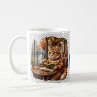 Gezellige koffiekat boodschappentas koffiemok