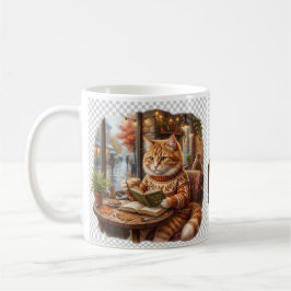 Gezellige koffiekat boodschappentas koffiemok