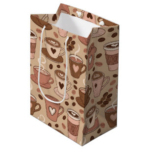 Gezellige koffiekopjes patroon (1) medium cadeauzakje
