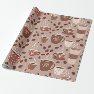 Gezellige koffiekopjes patroon (4) cadeaupapier