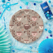 Gezellige koffiekopjes patroon (8) papieren bordje (Feest)