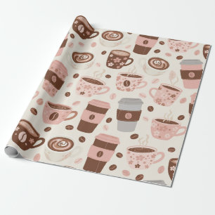 Gezellige koffiekopjespatroon (10) cadeaupapier