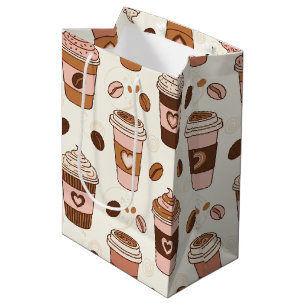Gezellige koffiekopjespatroon (12) medium cadeauzakje