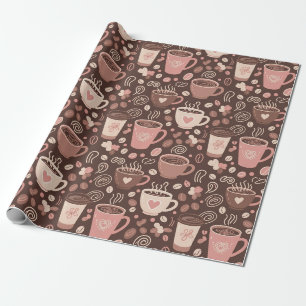 Gezellige koffiekopjespatroon (2) cadeaupapier