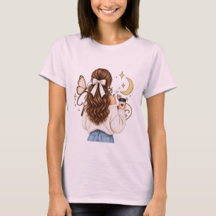 Gezellige koffiemeisje vlinder t-shirt