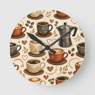 Gezellige Koffietijd - Warmt Aesthetisch Naadloos  Ronde Klok