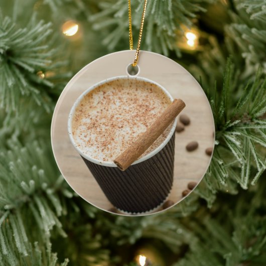 Gezellige koffiezoete cappuccino latte Drink Keramisch Ornament (Boom)