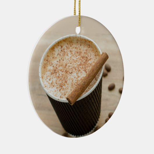 Gezellige koffiezoete cappuccino latte Drink Keramisch Ornament (Rechts)