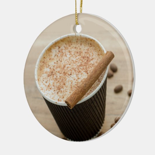 Gezellige koffiezoete cappuccino latte Drink Keramisch Ornament (Links)