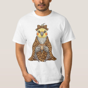 Gezellige Koketiel in Luipaardprint Deken Koffie T-shirt