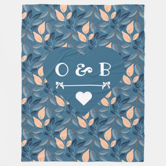 Gezellige koppels, harten en regenwoudbladeren fleece deken (Voorkant)