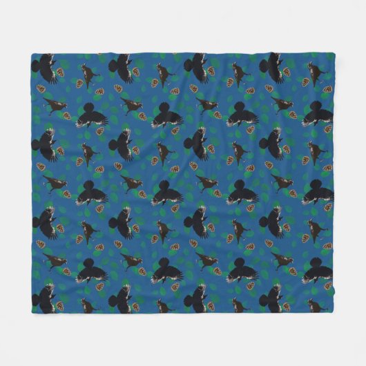 Gezellige kraaien in vlucht Woodland Forest Blue P Fleece Deken (Voorkant (Horizontaal))