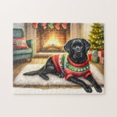 Gezellige Labrador Retriever Christmas Puppy Dog Legpuzzel (Horizontaal)
