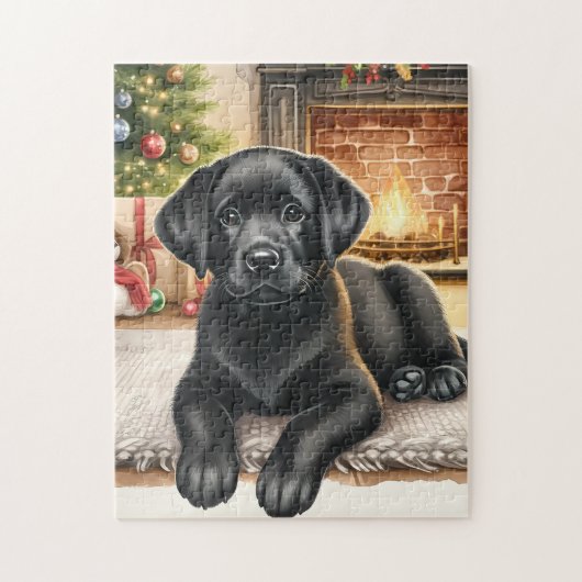 Gezellige Labrador Retriever Hond Kerstmis Puppy Legpuzzel (Verticaal)