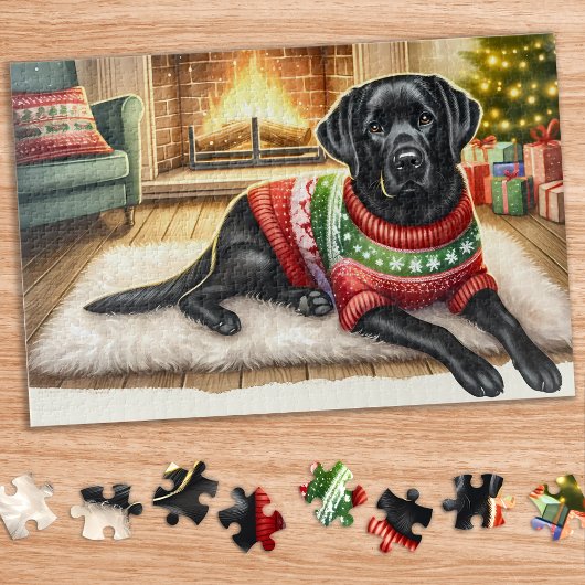 Gezellige Labrador Retriever Hond Kerstmis Puppy Legpuzzel
