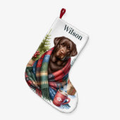 Gezellige Labrador Retriever Hondenvakantie Chocol Kleine Kerstsok (Voorkant (Hangend))