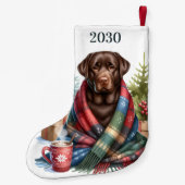 Gezellige Labrador Retriever Hondenvakantie Chocol Kleine Kerstsok (Achterkant)