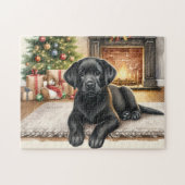 Gezellige Labrador Retriever Puppy Hondenkerst Legpuzzel (Horizontaal)