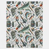 Gezellige Lake House Fisherman Fleece Deken (Voorkant)