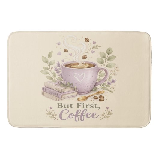 Gezellige Lavendel Waterverf Koffie Badmat (Voorkant)