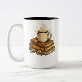 Gezellige lees koffiemok - Boeken en koffie ontwer Tweekleurige Koffiemok