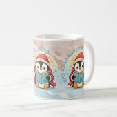 Gezellige lees pinguïn winter koffie thee mok (Voorkant rechts)