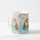Gezellige lees pinguïn winter koffie thee mok (Voorkant links)
