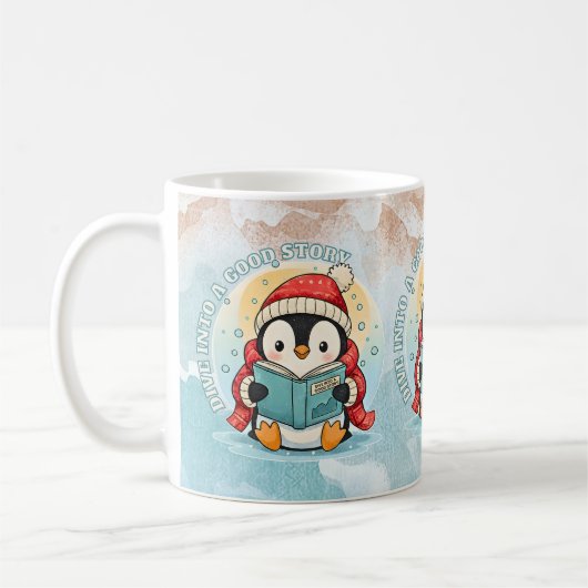 Gezellige lees pinguïn winter koffie thee mok (Links)