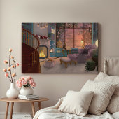 Gezellige lees sunset kamer muur canvas afdruk