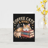Gezellige Leescat Koffie En Boeken Liefhebber Kuns Kaart (Gele Bloem)