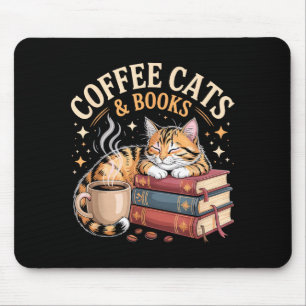 Gezellige Leescat Koffie En Boeken Liefhebber Kuns Muismat