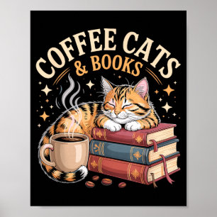 Gezellige Leescat Koffie En Boeken Liefhebber Kuns Poster