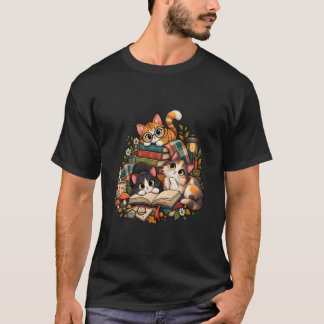 Gezellige Leescats Vintage Boekliefhebber Design T-shirt