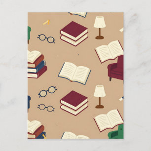 Gezellige leeshoek boekenpatroon briefkaart