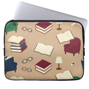 Gezellige leeshoek boekenpatroon laptop sleeve