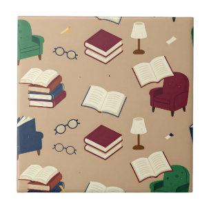 Gezellige leeshoek boekenpatroon tegeltje