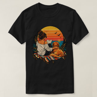Gezellige Leeshond Zonsondergang Boekliefhebber T-shirt
